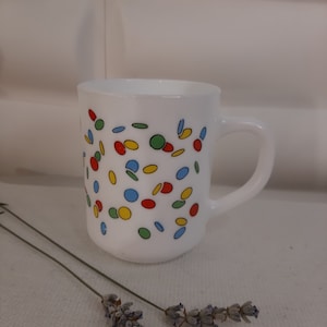 Arcopal Mug, Dots, Milkglass, Vintage, Made in France, Vintage