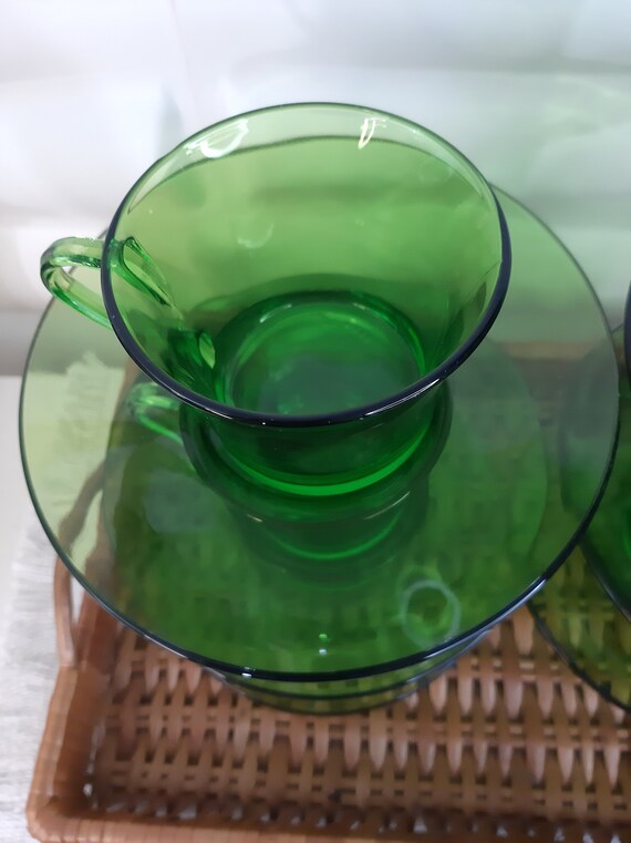 Juego de 4 tazas con platillos Duralex Espana verde Vintage anos 70 Etsy Espana
