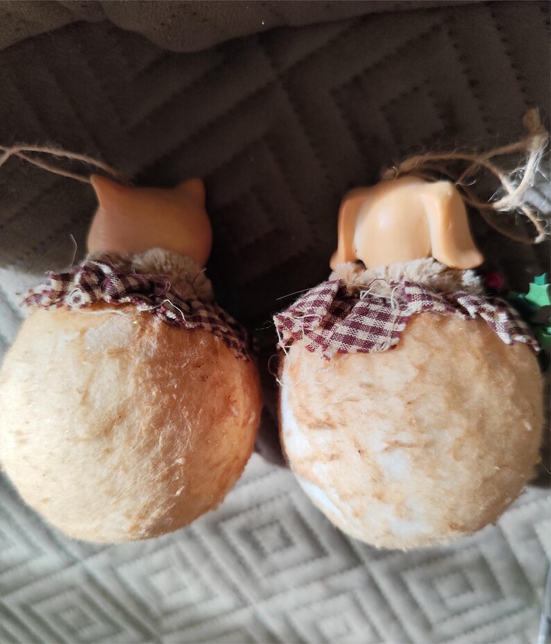 Set of 2 Christmas Tree, Dog and Cat Hanging Ornaments Etsy