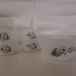 4 Arcopal Daisy ramekins + bowls, 70s, Vintage