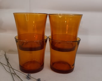 Grandes Tasses en verre ambré vintage emblematique du mid