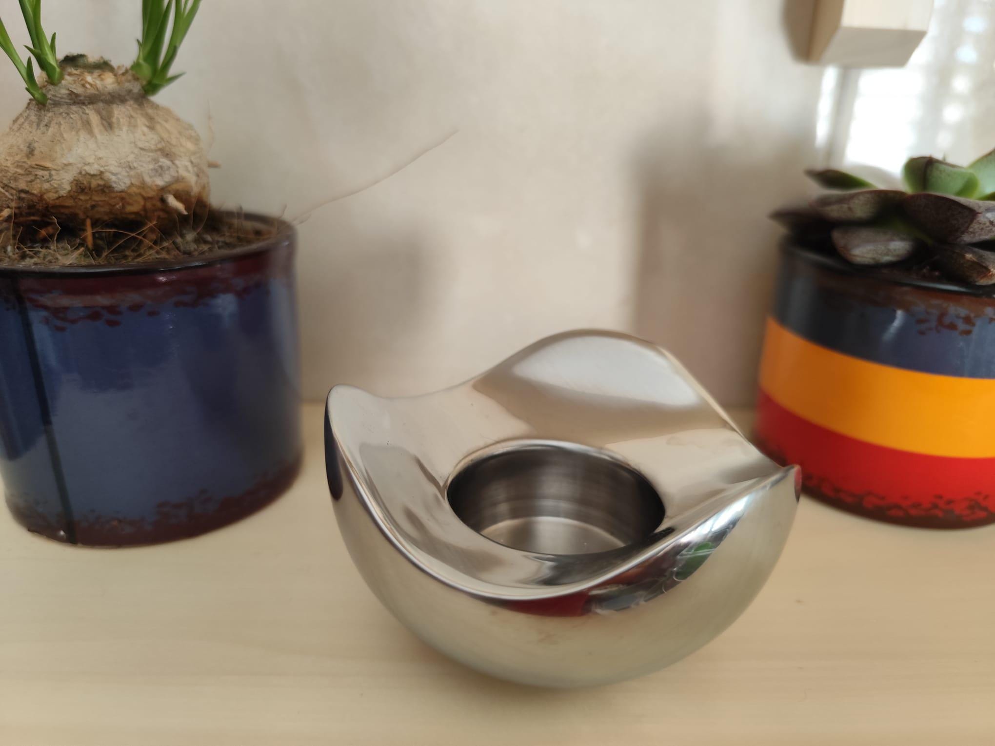 Bougeoir En Acier Inoxydable Avec Poignée – Neuf, Petits Défauts Possibles (livraison Offerte)