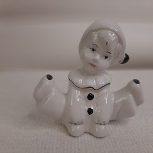 Pierrot boy sitting, miniature, Porcelain, 1980, Vintage