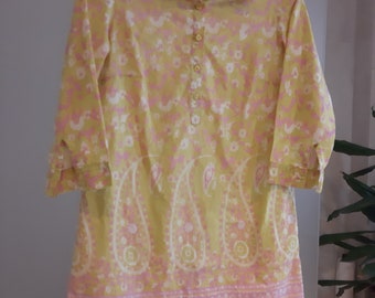 Lanidor tunic, lime green and pink