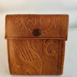 Handgefertigte faltbare Lederbrieftasche mit Druckknopfverschluss, Vintage