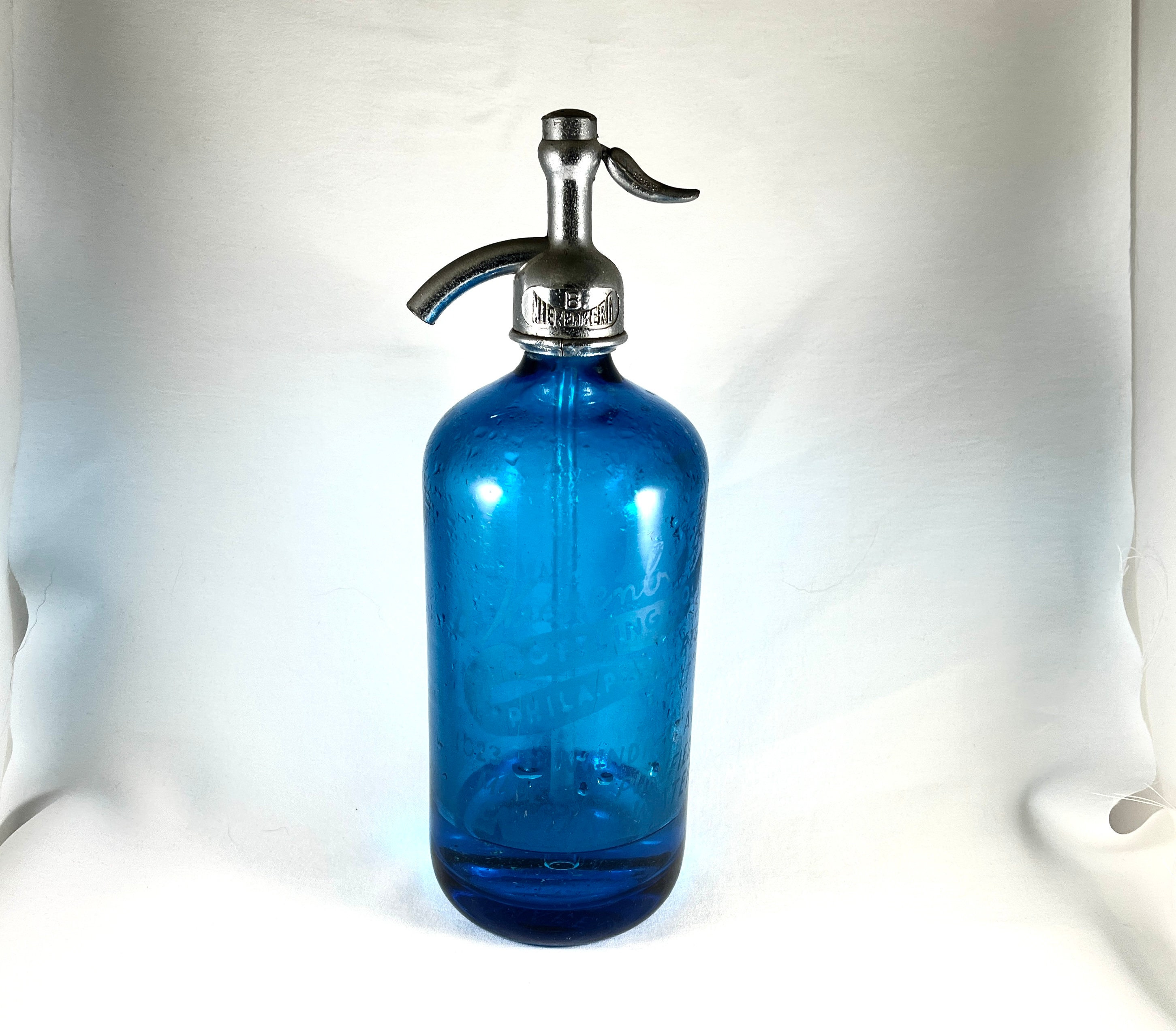 Blue Seltzer Bottle B. Nierenberg Bottling Co Phila PA Etsy
