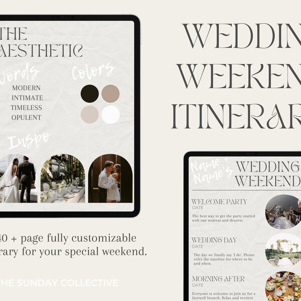 Wedding Weekend Itinerary | Editable Canva Template | 40+ pages | Printable Fully Customizable Template | Wedding Planner Digital Download