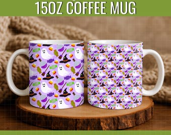 A Spooky Halloween Mug Wrap: Hand-Drawn 15oz PNG File (Digital Download)