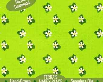 Bright Green Plumeria Seamless Pattern: Hand-Drawn Tropical PNG (Digital Download)