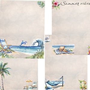 stationery paper Junk Journal scrapbook pages vacation beach summer vibes neutral paper summer memories paper