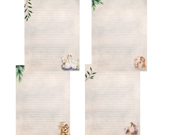 brevpapper skogs- och djungelpapper skrivpapper 8,5x11 journalpapper linjerat djuranteckningspapper neutralt löv- och djuranteckningspapper skräpjournal
