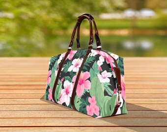 Hawaiian tropical pattern Waterproof Travel Bag, Weekend Bag, Waterproof Shoulder Bag, Holiday Duffel Bag, Camping Duffel Bag, Flight Bag