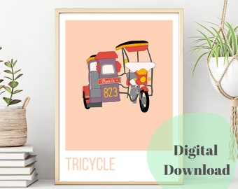 Tricycle - Pinoy Tricycle | Filipino Art | Colorful Wall Decor | Pinoy Culture | Livingroom Wall Print | Office Desk Decor | Print at home