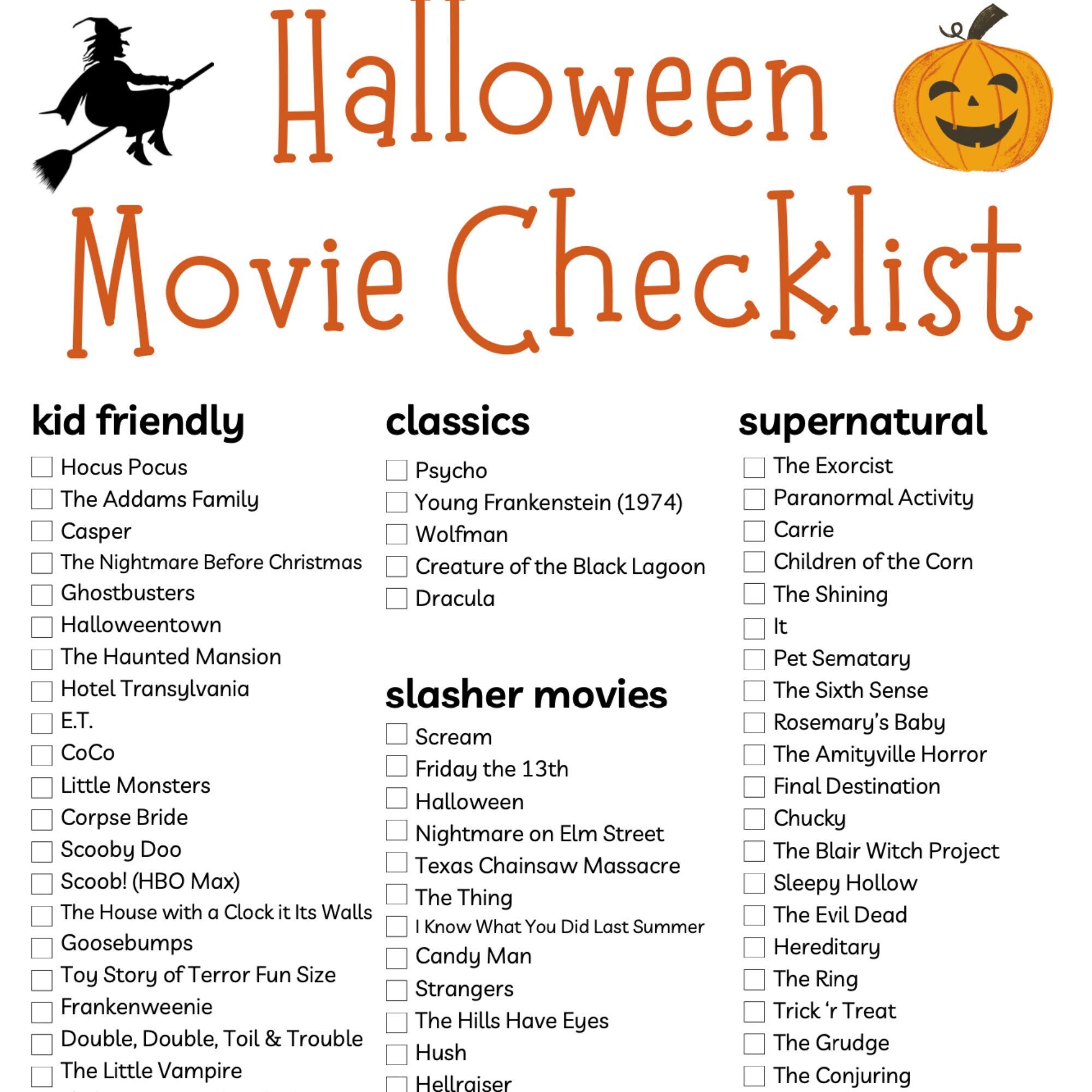 Halloween Movie Checklist Printable Halloween Movies Halloween Films horror-movie-checklist-revolution-gallery