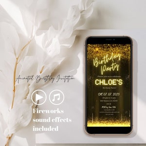 Birthday Party Invitation Editable Birthday Party Invite Template Glitter Electronic Birthday Invite Digital Birthday Invitation Canva