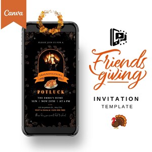 Thanksgiving Invitation Template, Video Friendsgiving Dinner Invite, Editable Thanksgiving dinner Invitation Template, Instant Download