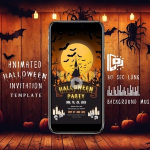 Animated Halloween Invitation Template, Halloween Invite Template, Halloween Video Invite with Canva, Halloween Party Video Invitation