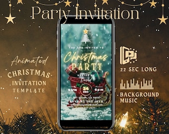 Animated Christmas Party Invitation Template: Editable Canva Design (Digital Download)