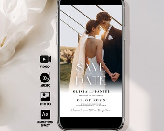 Animated Save the Date Video Invitation Template (Canva Editable, Digital Download)