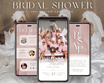 Animated Bridal Shower Invitation Template: Music Video Invite (Canva Download)