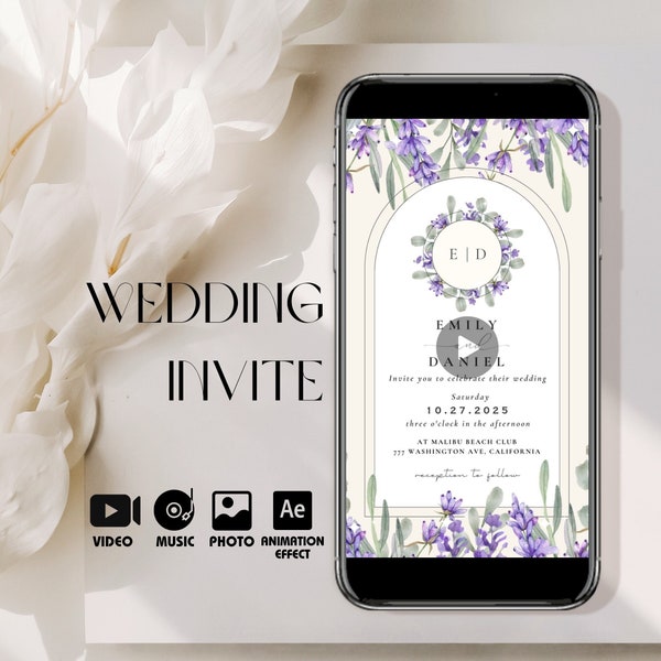 Custom wedding invitations download wedding invitation floral wedding invitation lavender wedding invitation unique invitation