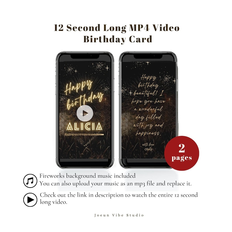 Animated Birthday Card, Paperless Cards, Electronic Editable Birthday