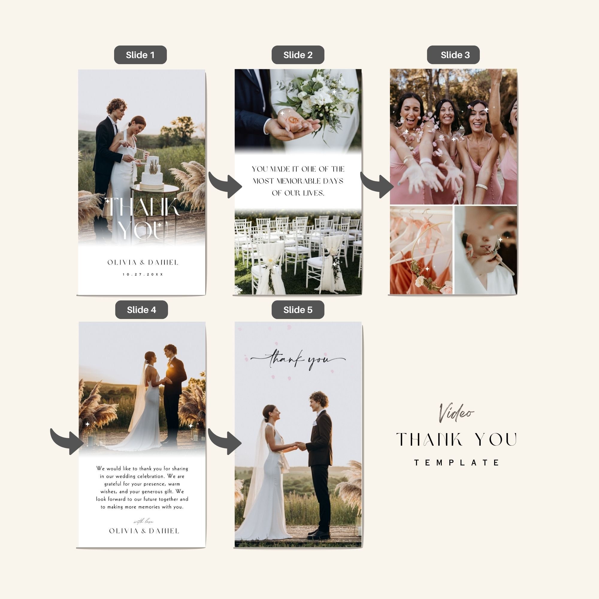 Wedding Thank You Card Template Wedding Editable Thank You Card