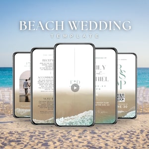 Strandhochzeitseinladung Vorlage Download, Hochzeitseinladung bearbeitbar, digitale Strandveranstaltungseinladungen, sofortiger Download