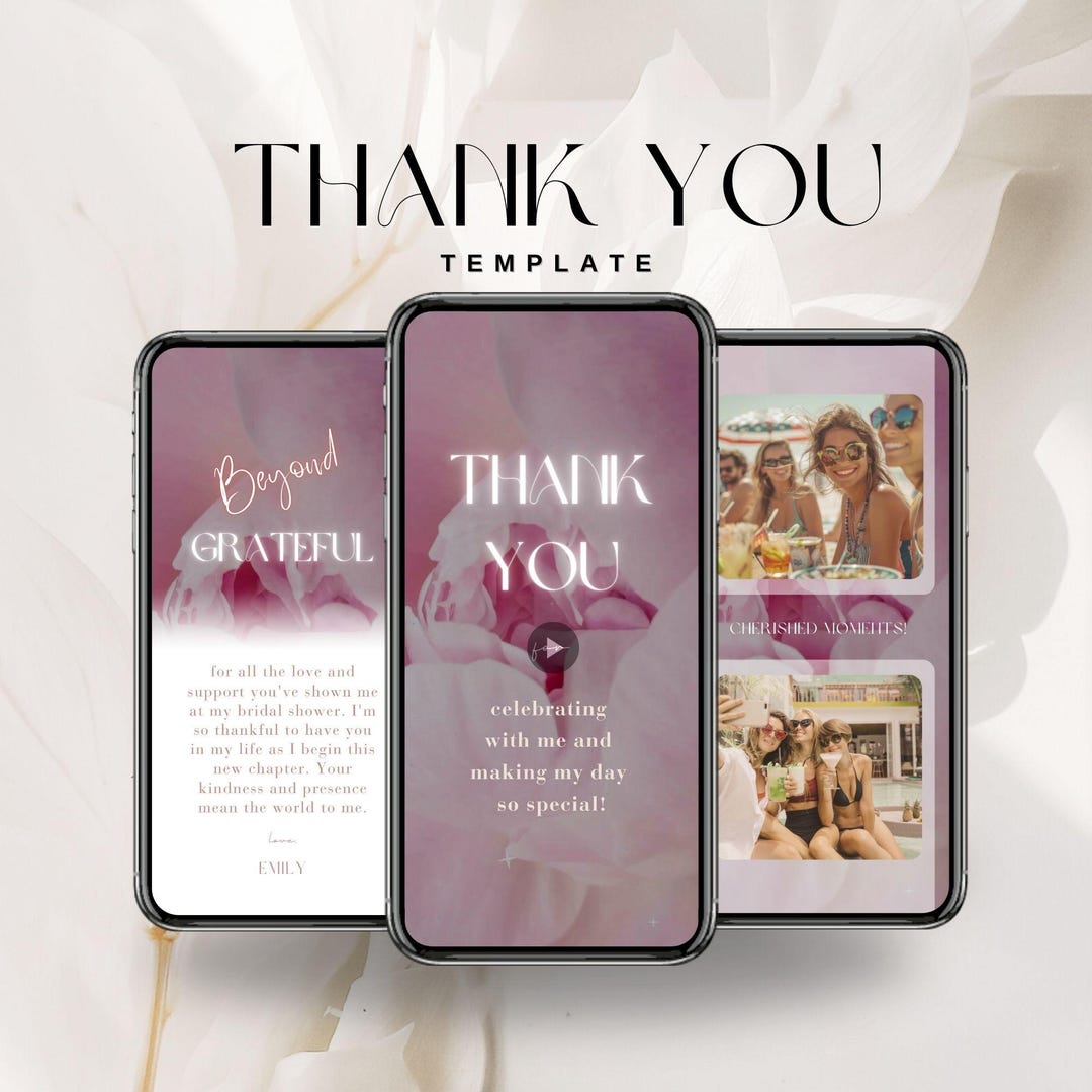 Editable Bridal Shower Thank You Card Template Personalized Bridal ...