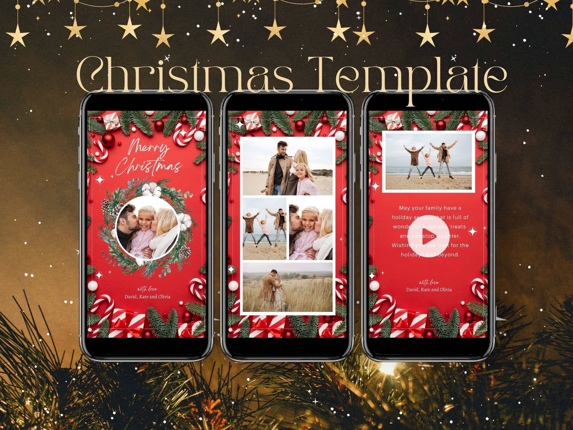 Photo Christmas Card Digital Christmas Card Template Holiday Card