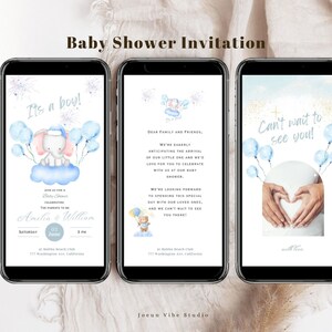 Invitación de baby shower animada personalizada, invitación de baby shower en video, invitación de baby shower digital personalizada, bebé niño, descarga digital