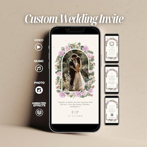 Benutzerdefinierte Hochzeitseinladung Video, animierte Video Hochzeitseinladung, elektronische Hochzeitseinladung, digitale elegante Hochzeitseinladungen