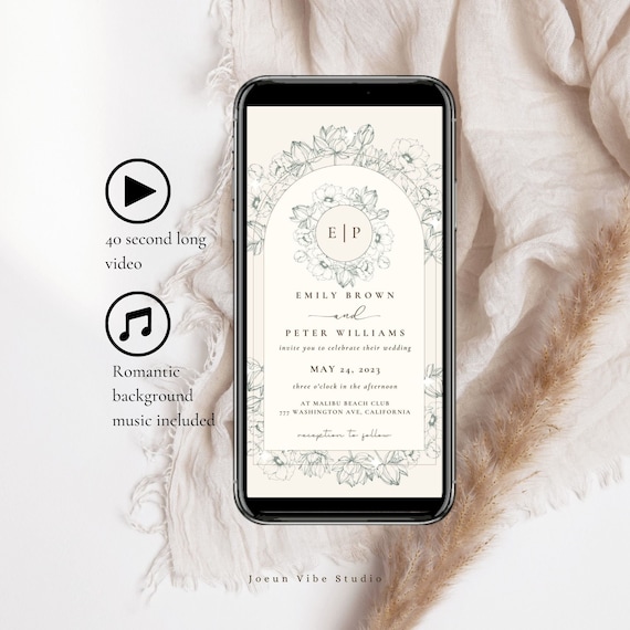 Wedding Invitation Digital Download, Animated Video Wedding Invitation Template, Electronic Editable Wedding Invitation Using Canva