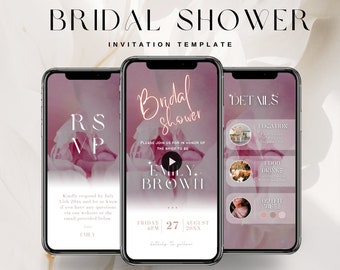 DIY Video Bridal Shower Invitation Template Animated Bridal Shower Invite Editable Bridal Shower Video Party Invitation Digital Download