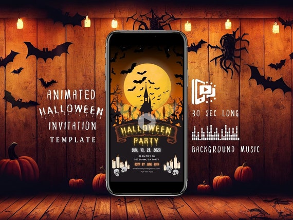 Animated Halloween Party Invitation Template: Canva Video Invite