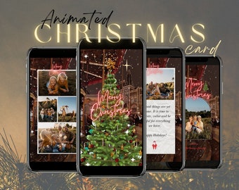 Animated Christmas Card Template: Editable Holiday Video (Digital Download)