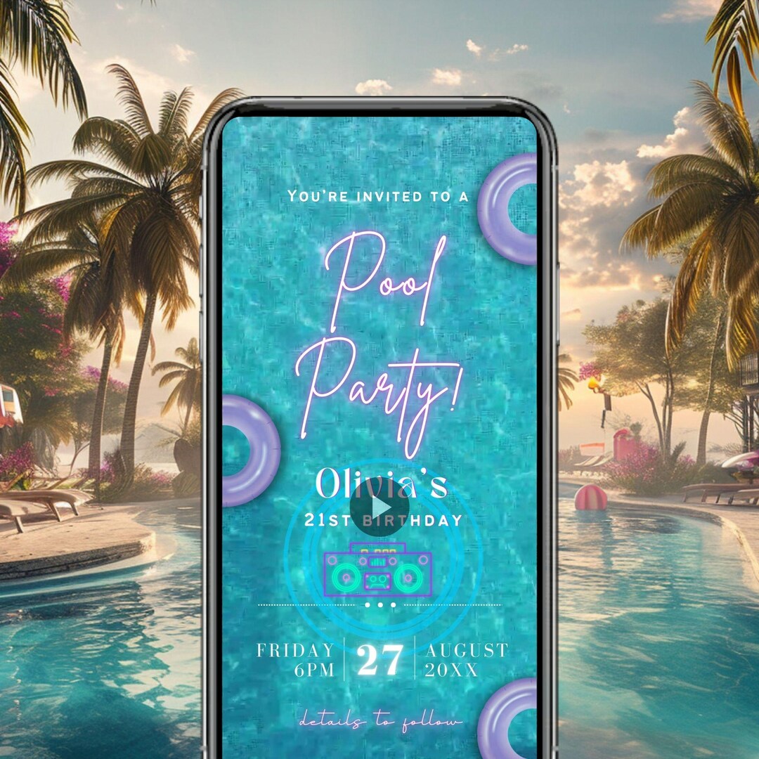 Editable Pool Party Invitation Template: Digital Download - Etsy