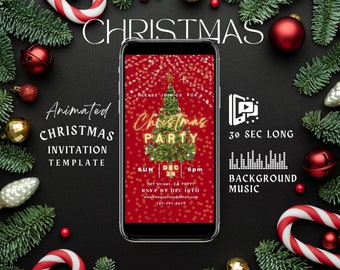 Editable Animated Christmas Party Invitation Template (Digital Download)
