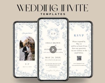 Animated Floral Wedding Invitation Template with Music (Digital Download)