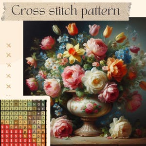 Cross stitch pattern / Digital file / Flowers