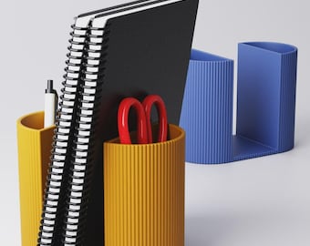 Personalised 3D Printed Desk Organiser | Pen & Pencil Holder with Notebook Storage | Modern Office Accessory | FREE UK DELIVERY