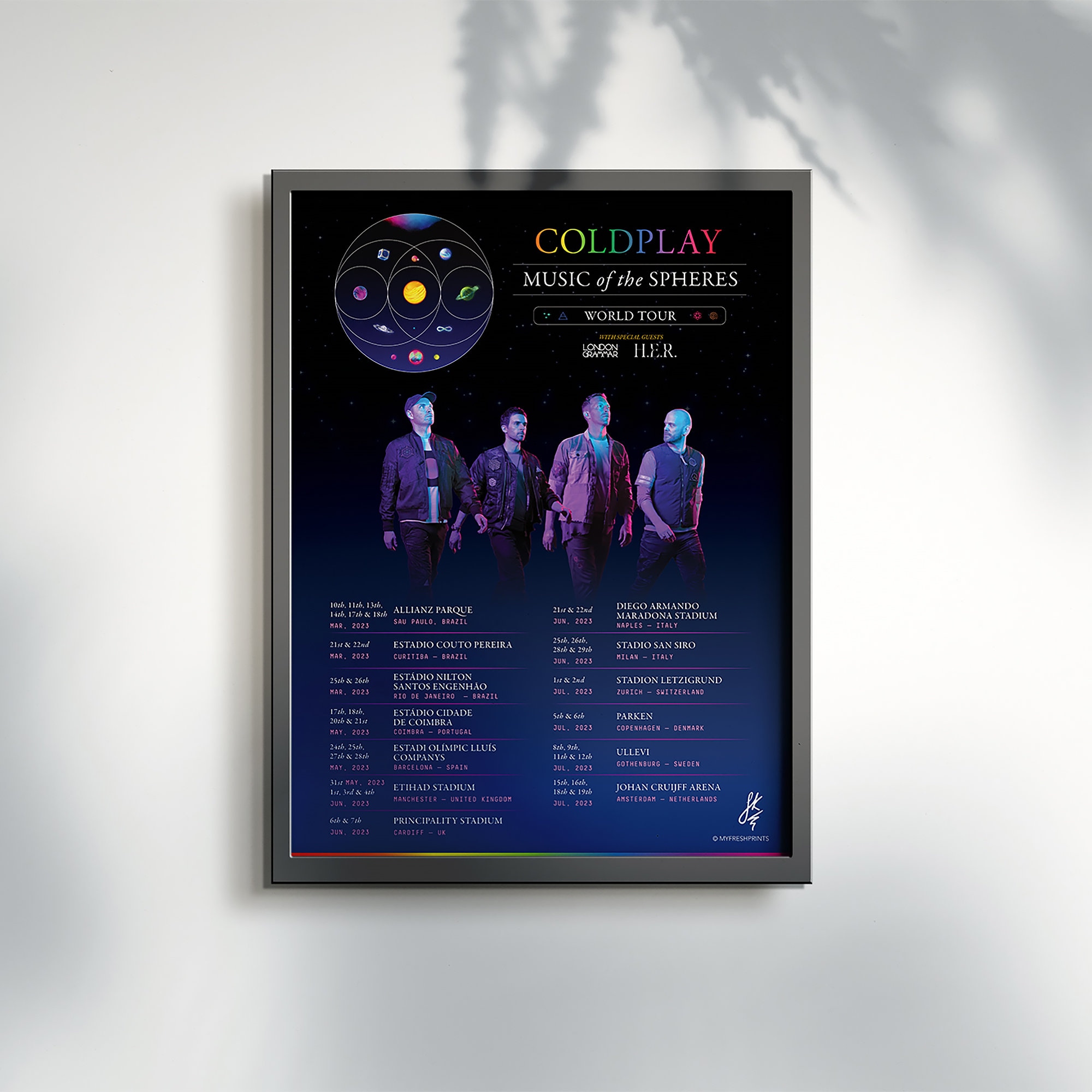 直筆サイン入り】COLDPLAY 2023年東京ドーム ポスター