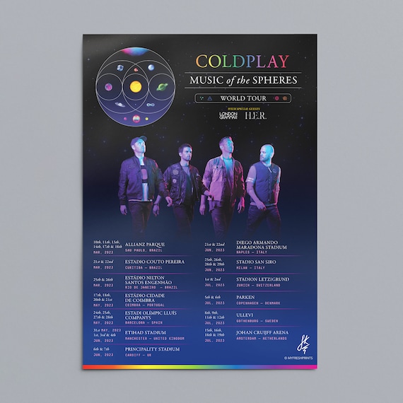 【直筆サイン入り】COLDPLAY 2023年東京ドーム ポスター Music Of The Spheres 2023 Tour – Coldplay US