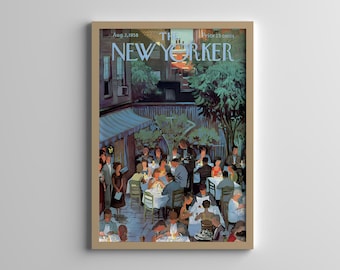 The New Yorker Poster - 2 août 1958 - Aesthetic Room Decor - Retro Magazine Cover - vintage Art Print - Gallery Wall - New Yorker Magazine