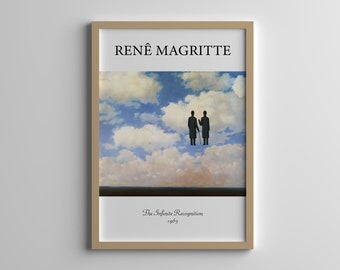 Affiche René Magritte - La reconnaissance infinie - Décoration murale maison - Art mural surréaliste - impression vintage - Peinture Magritte - Affiche abstraite