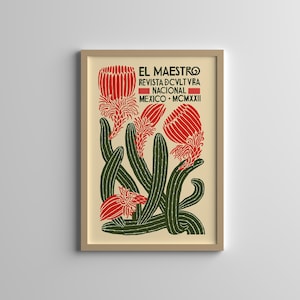 Mexican Exhibition Art Poster, El Maestro Poster, Home Wall Decor, Cactus Poster, Mexican Culture Decor, Cactus Wall Art, Mexican Print