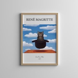Rene Magritte Exhibition - Cat in a Hat - Famous Art Print - Surrealism Art - Vintage Poster - Abstract Print - Magritte Painting - Wall Art