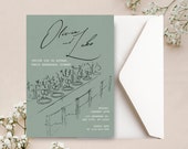 Rehearsal Dinner Invite Template, Whimsical Hand Drawn Invite, Wedding Rehearsal, The night before Invitation Editable Template