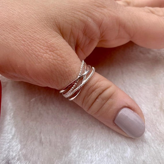 Buy Chunky Silver Wishbone Ring for Women, Dainty Silver Thumb Ring,  Adjustable Ring, Bohemian Crystal Gemstone Thumb Ring, Unique Gift for Her  Online in India - Etsy