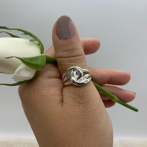 Chunky Silver Knot Boho Ring, Thumb Ring, Signet Open Adjustable Ring, Dainty Ring, Christmas Gift for Her, Ring for Woman